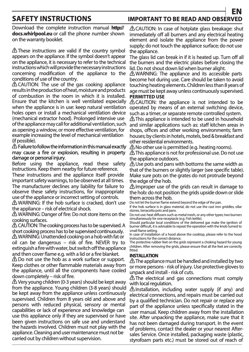 Página 1 del manual Instrucciones / montaje Whirlpool AKTL 629/NB1