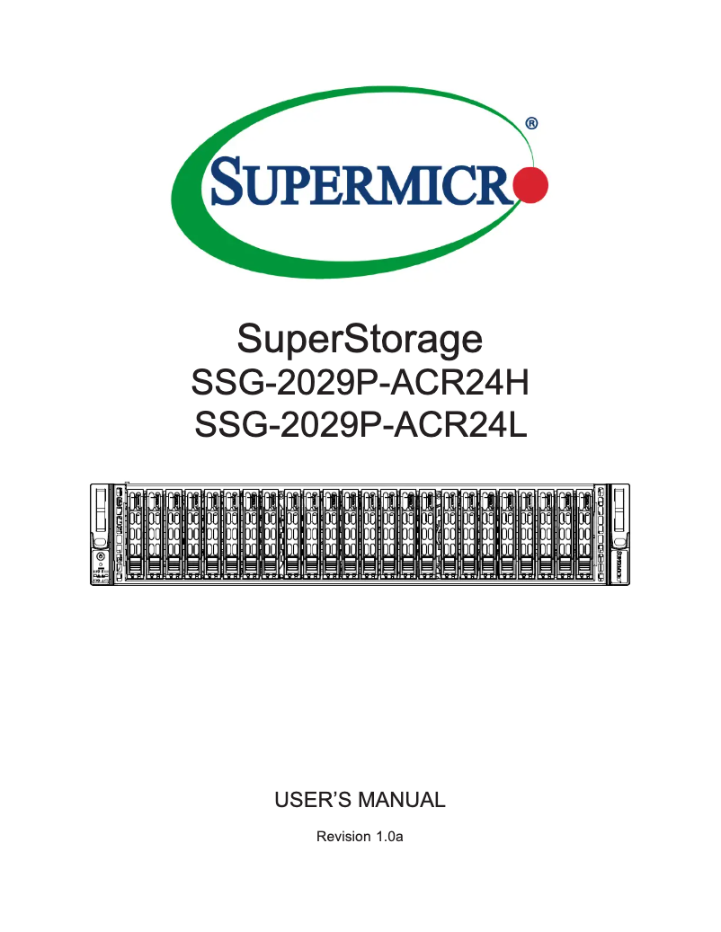 Página 1 del manual Manual de usuario Supermicro SuperStorage 2029P-ACR24H