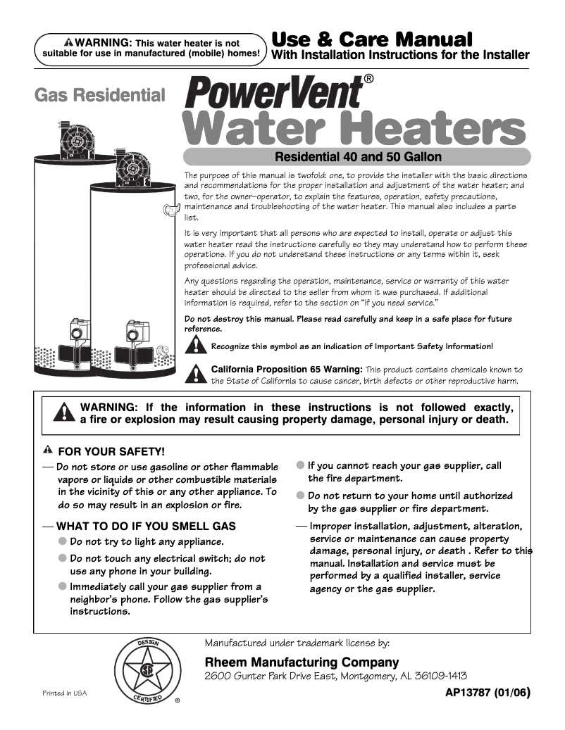 Imagen de la primera página del manual del dispositivo GP50T06PVJ