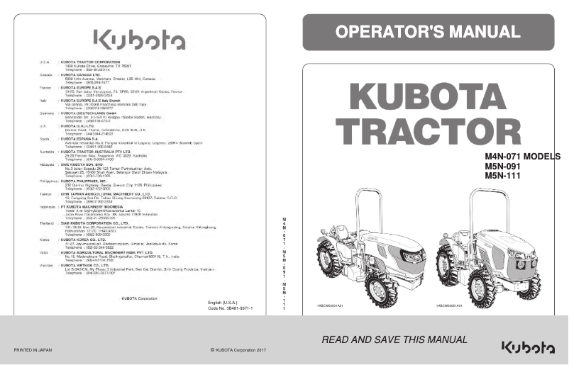 Página nº 1 - Manual de usuario Kubota M4N-071HDRC12
