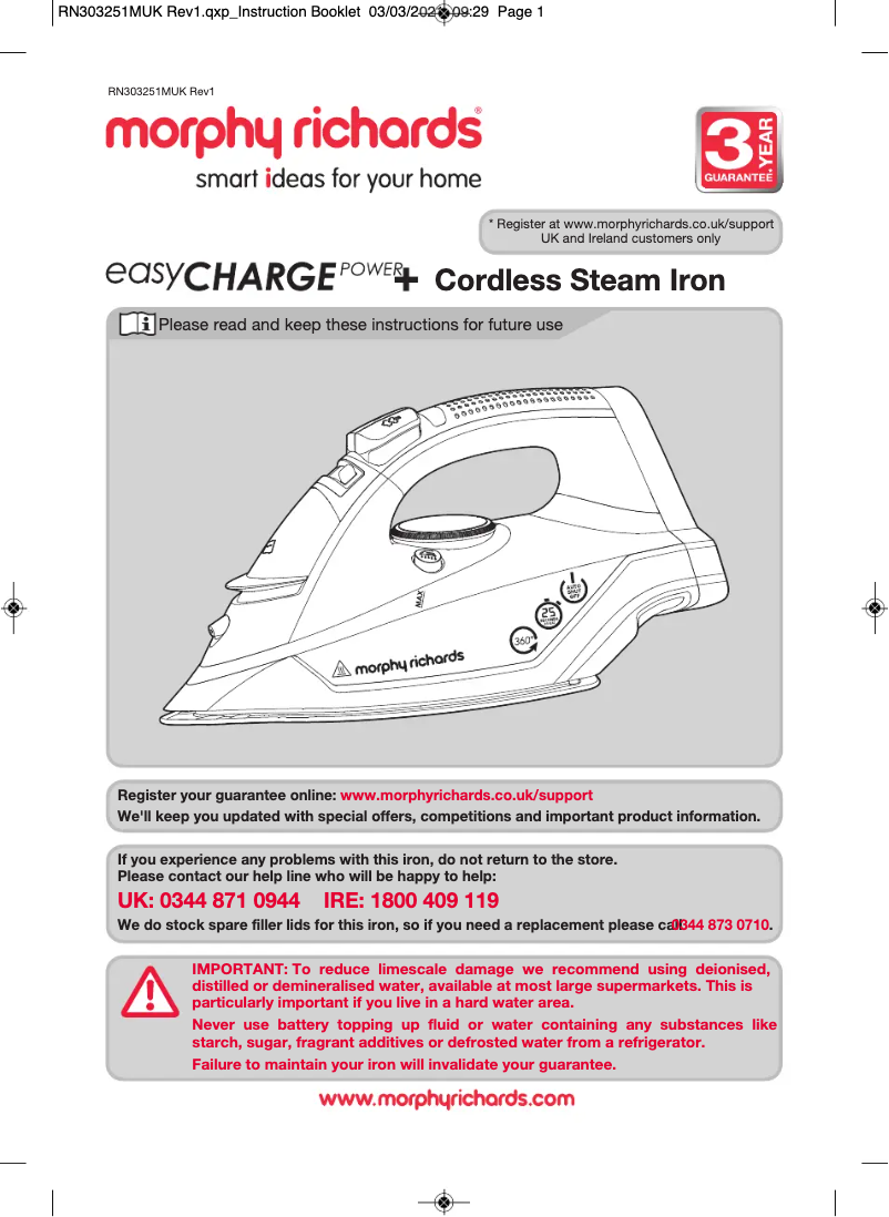 Página 1 del manual Manual de usuario Morphy Richards easyCHARGE 303251