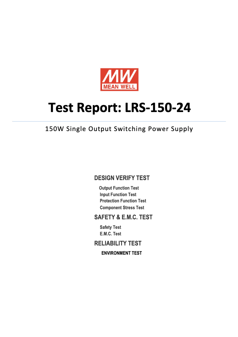 Página 1 del manual Ficha técnica Mean Well LRS-150-24