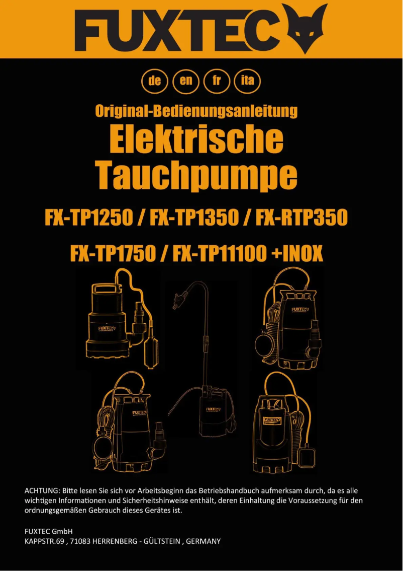 Imagen de la primera página del manual del dispositivo FX-TP11000