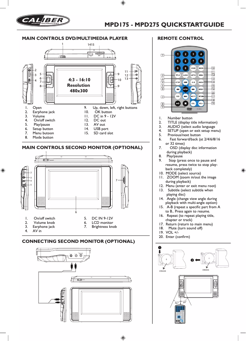 Imagen de la primera página del manual del dispositivo MPD 275