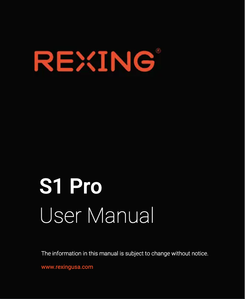 Página 1 del manual Manual de usuario Rexing S1 Pro
