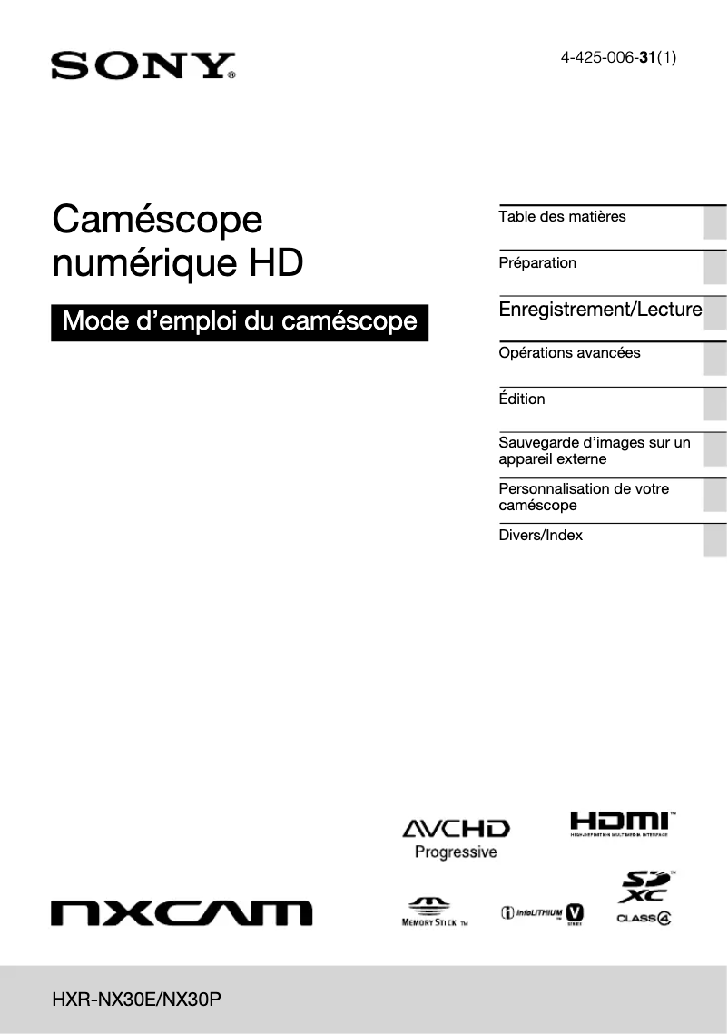 Página 1 del manual Manual de usuario Sony HXR-NX30P