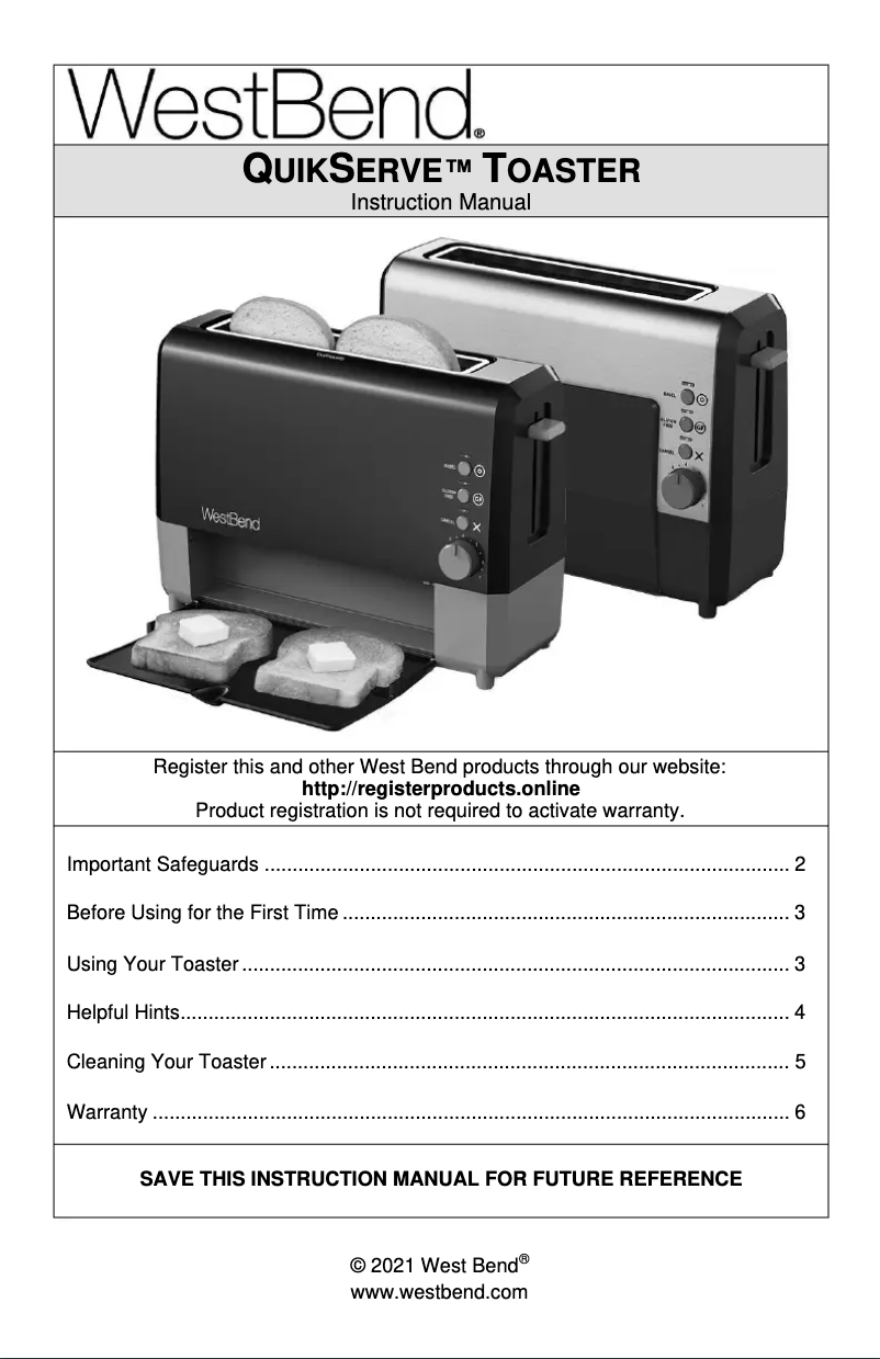 Imagen de la primera página del manual del dispositivo QuikServe 77222