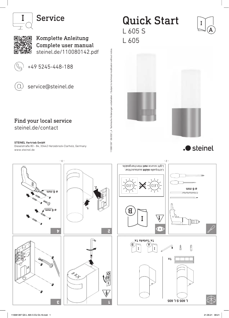 Imagen de la primera página del manual del dispositivo L 605 S