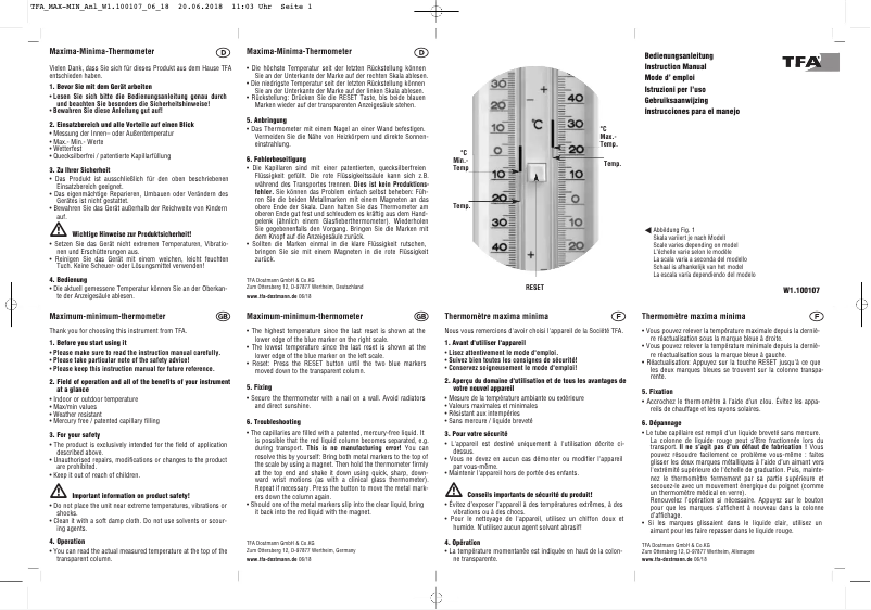 Página nº 1 - Manual de usuario TFA 10.3014.02