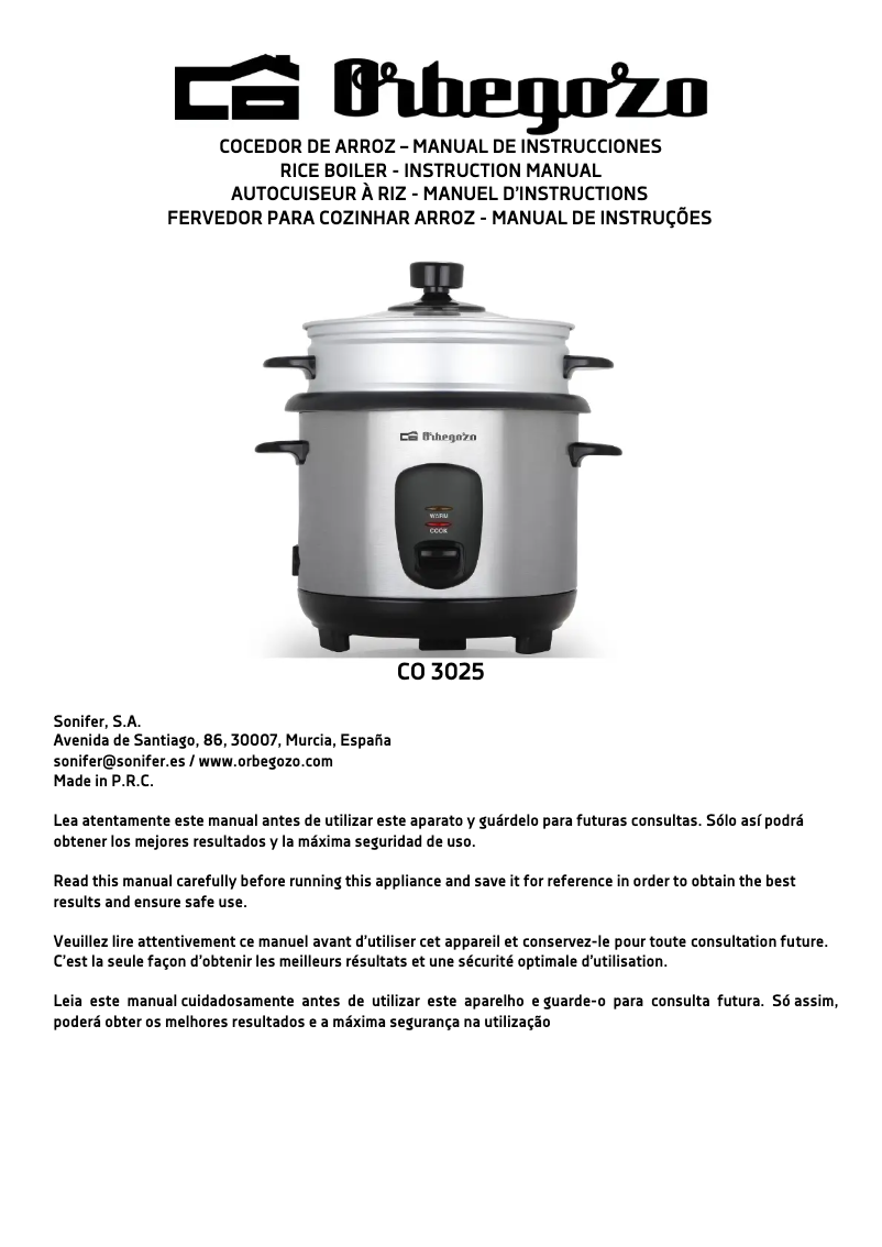 Imagen de la primera página del manual del dispositivo CO 3025