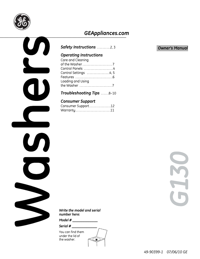 Imagen de la primera página del manual del dispositivo GTWP2005MCC