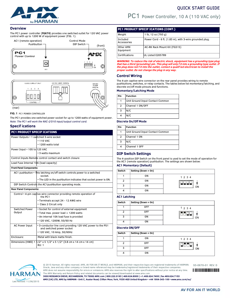 Imagen de la primera página del manual del dispositivo PC1