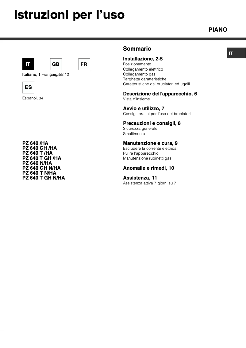 Imagen de la primera página del manual del dispositivo PZ 640 GH K/HA