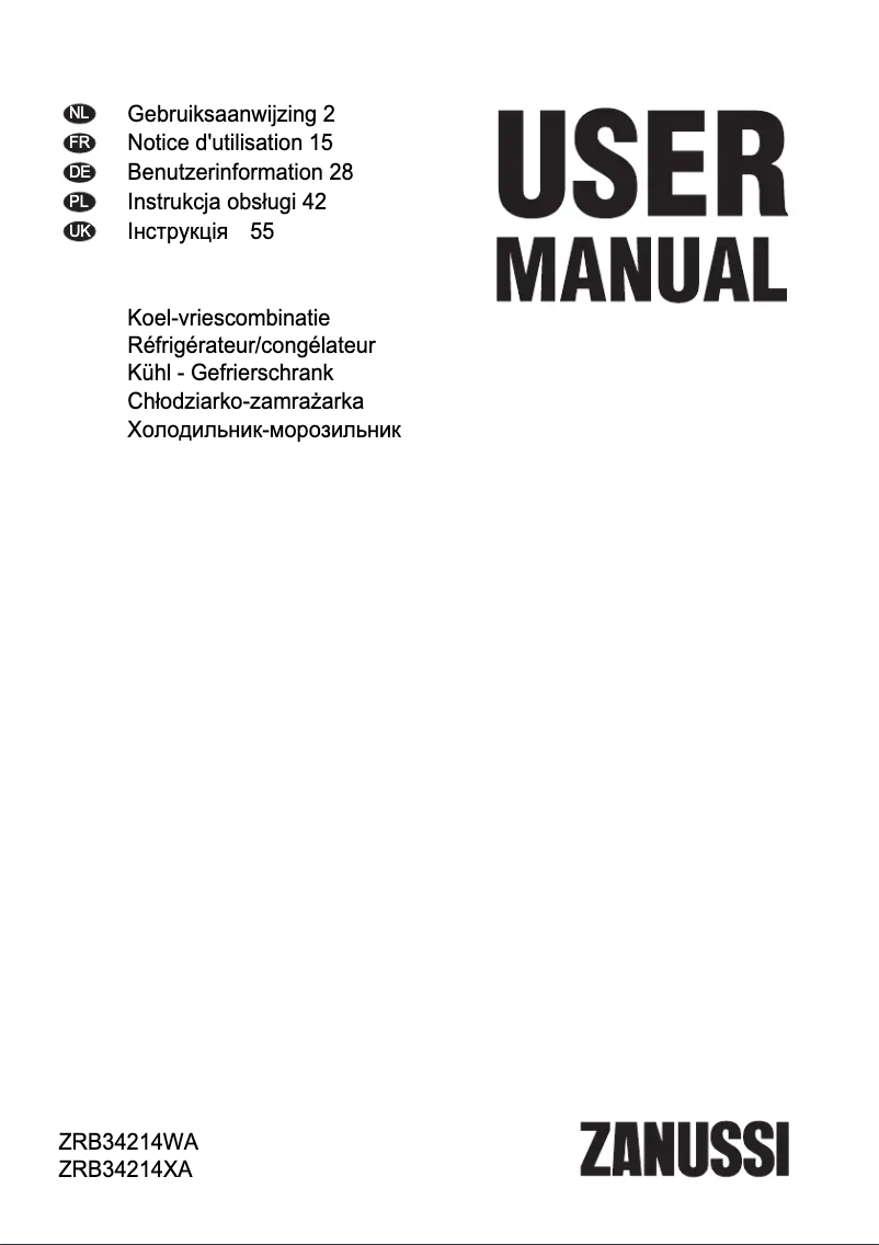 Página nº 1 - Manual de usuario Zanussi ZRB34214XA