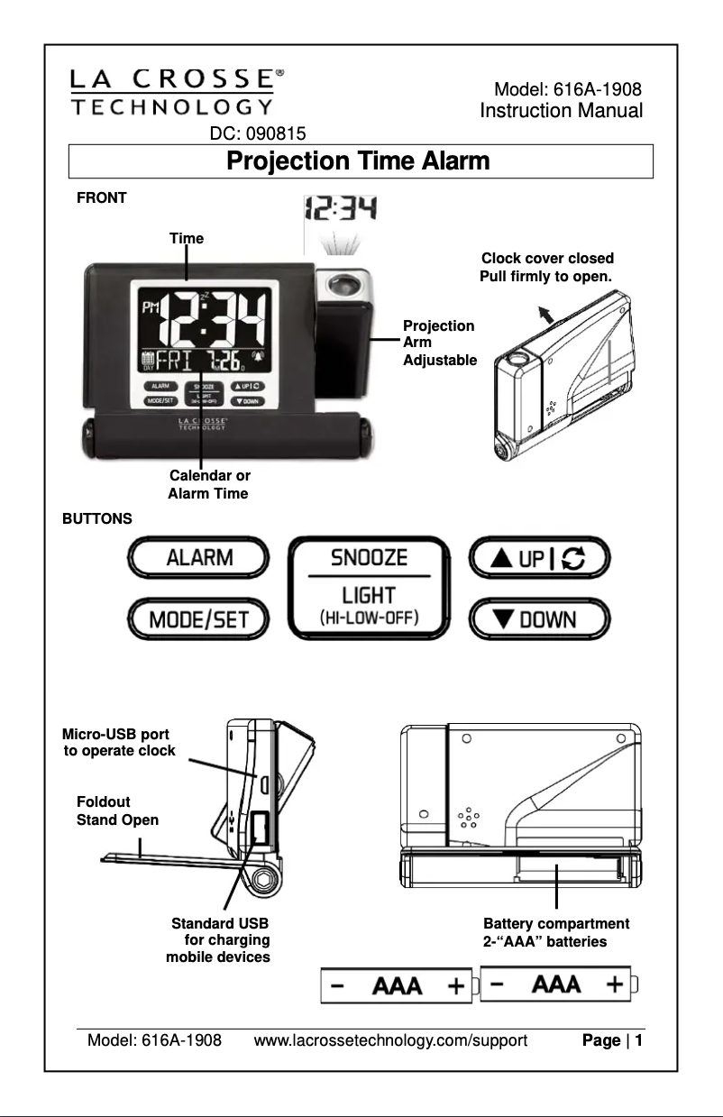 Página nº 1 - Manual de usuario La Crosse Technology 616A-1908