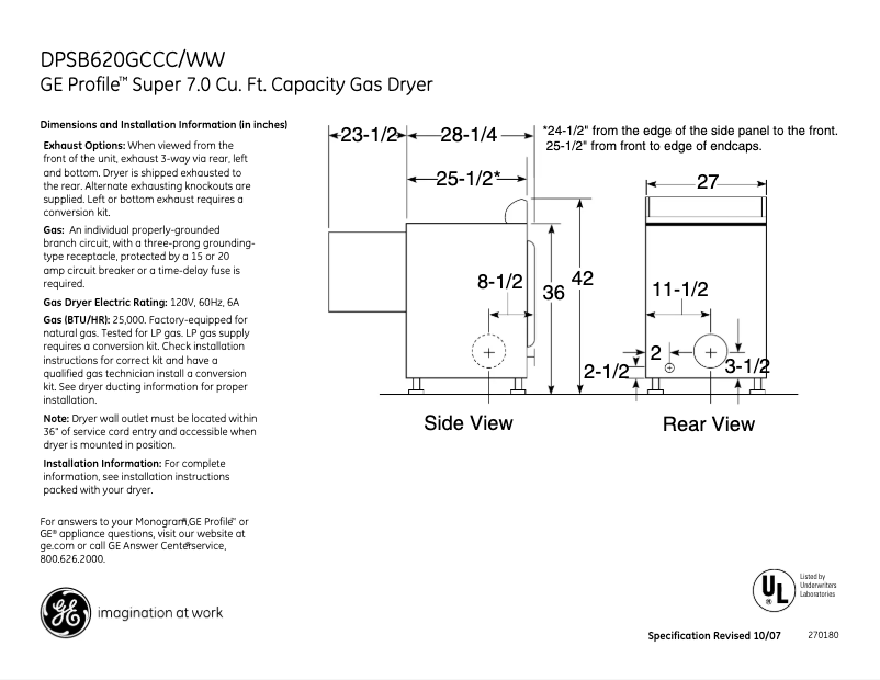 Imagen de la primera página del manual del dispositivo Profile DPSB620GCCC