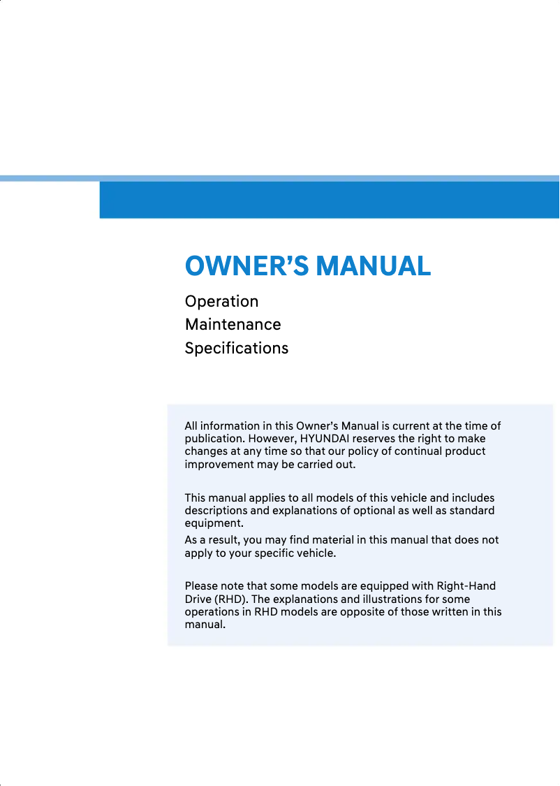 Imagen de la primera página del manual del dispositivo KONA Hybrid (2024)