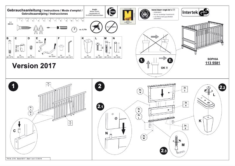 Página 1 del manual Manual de usuario Paidi Sophia