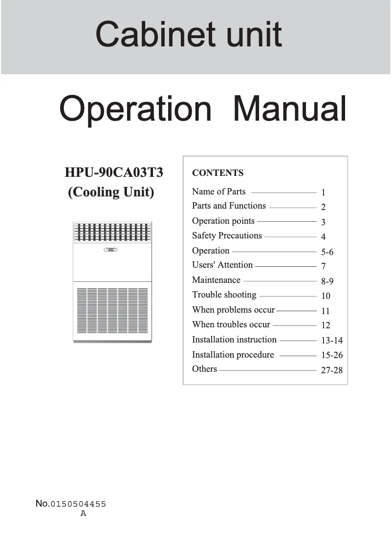 Imagen de la primera página del manual del dispositivo HPU-90CA03T3