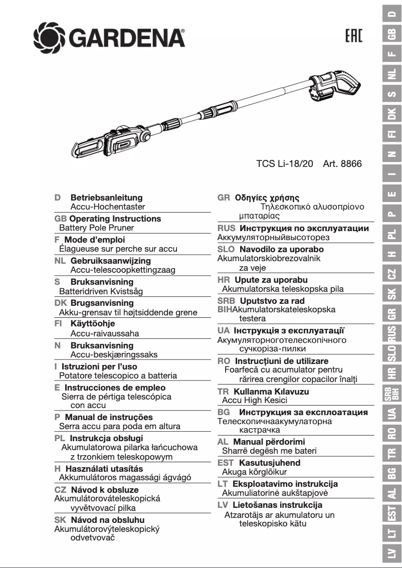 Imagen de la primera página del manual del dispositivo TCS Li-18/2