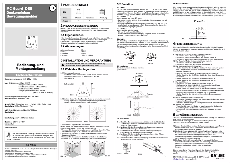 Imagen de la primera página del manual del dispositivo McGuard DE PB