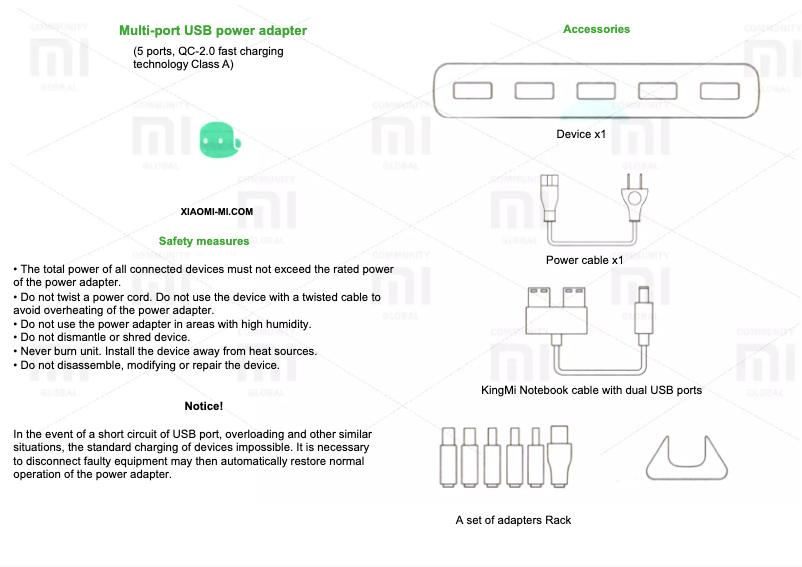 Imagen de la primera página del manual del dispositivo Multi Port USB Power Adapter