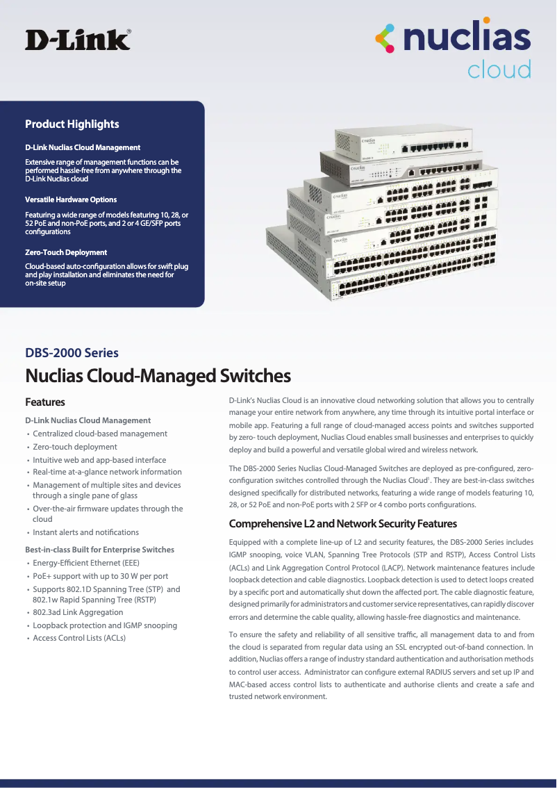 Imagen de la primera página del manual del dispositivo DBS-2000