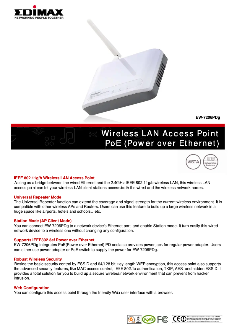 Imagen de la primera página del manual del dispositivo EW-7206PDG