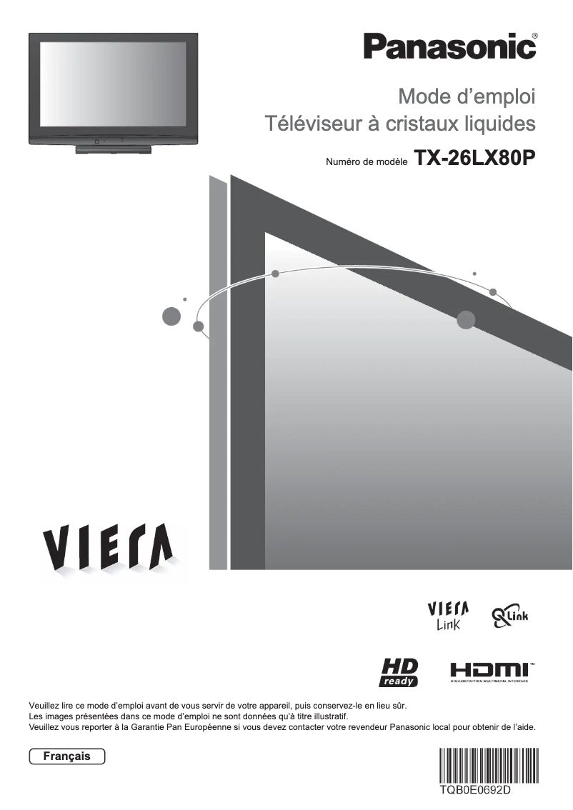 Imagen de la primera página del manual del dispositivo Viera TX-26LX80P