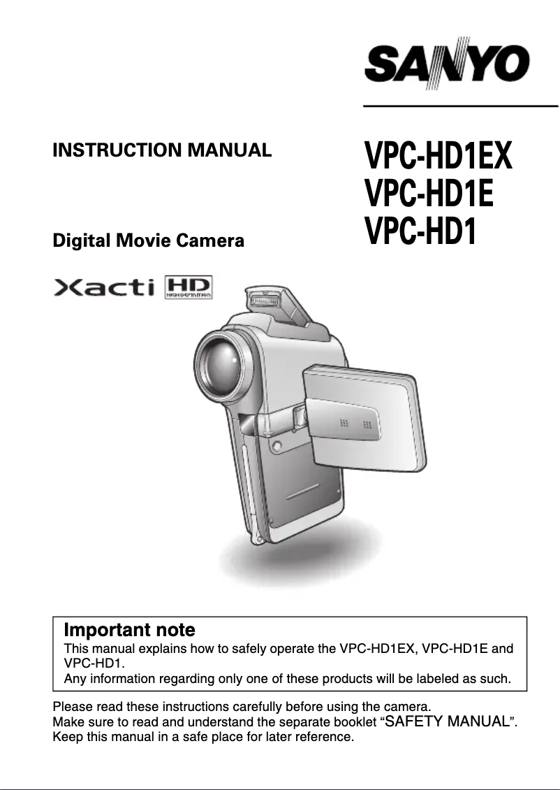 Página 1 del manual Manual de usuario Sanyo Xacti VPC-HD1E
