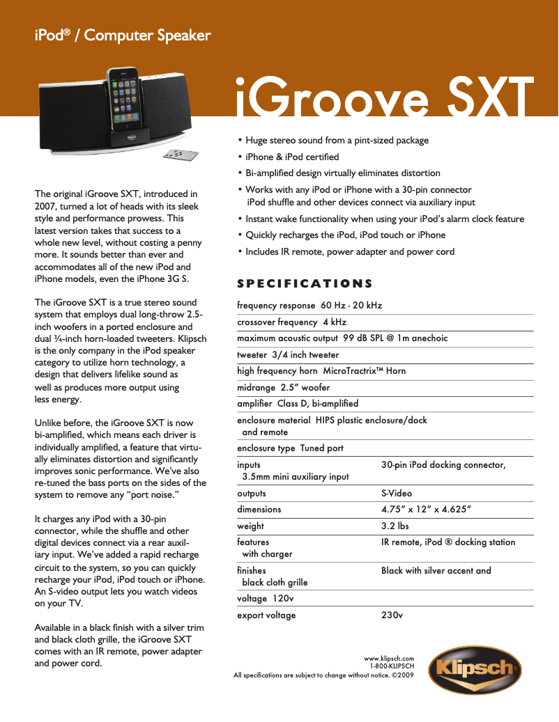Imagen de la primera página del manual del dispositivo iGroove SXT Classic