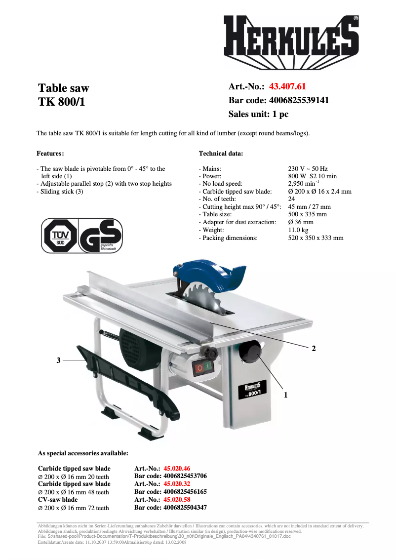 Página 1 del manual Manual de usuario Herkules TK 800/1