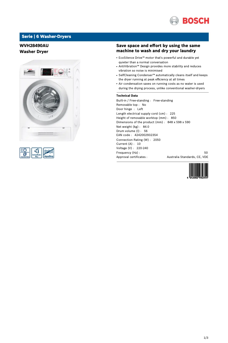 Imagen de la primera página del manual del dispositivo WVH28490AU