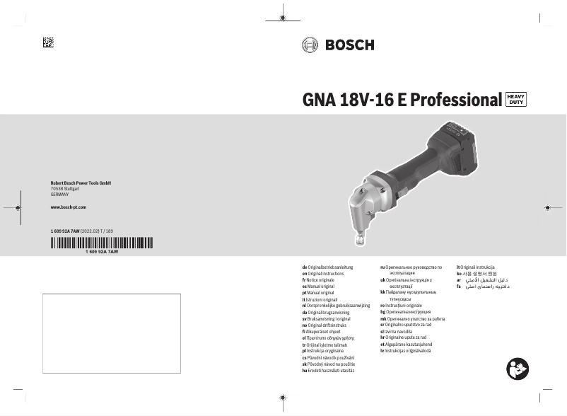 Página nº 1 - Manual de usuario Bosch GNA 18V-16 Professional