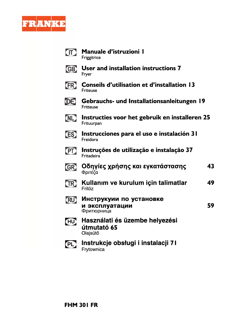 Imagen de la primera página del manual del dispositivo FHM 301 FR XS SP
