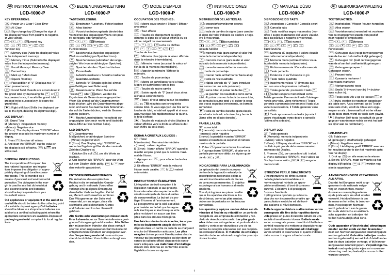 Imagen de la primera página del manual del dispositivo LCD-1000-P