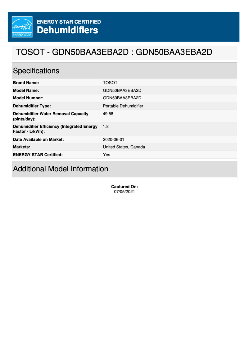 Página 1 del manual Etiqueta energética TOSOT GDN50BA-A3EBA2D