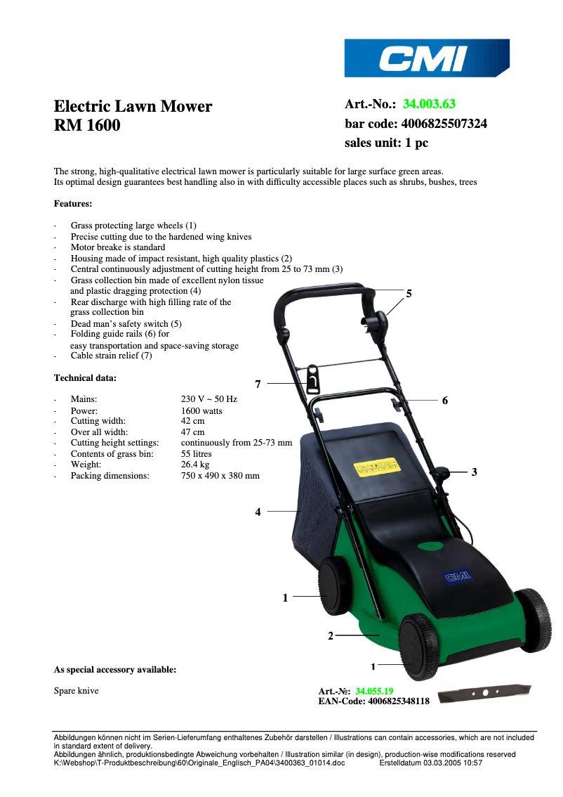 Imagen de la primera página del manual del dispositivo RM 1600