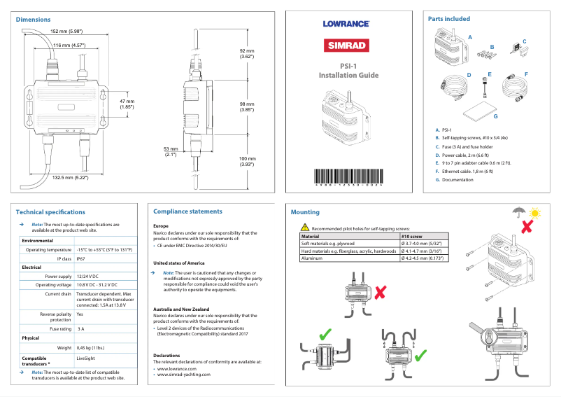 Página 1 del manual Manual de usuario Simrad PSI-1