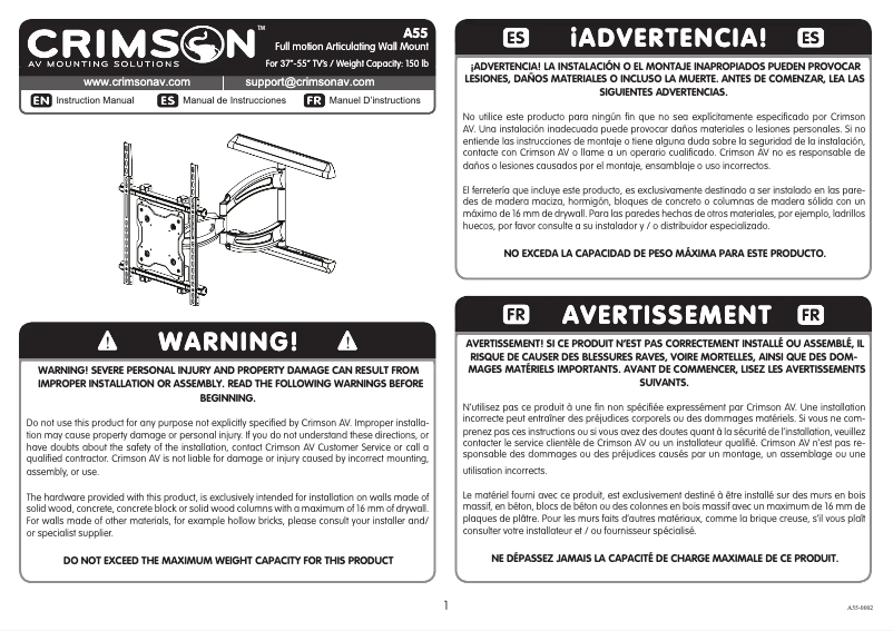 Imagen de la primera página del manual del dispositivo A55