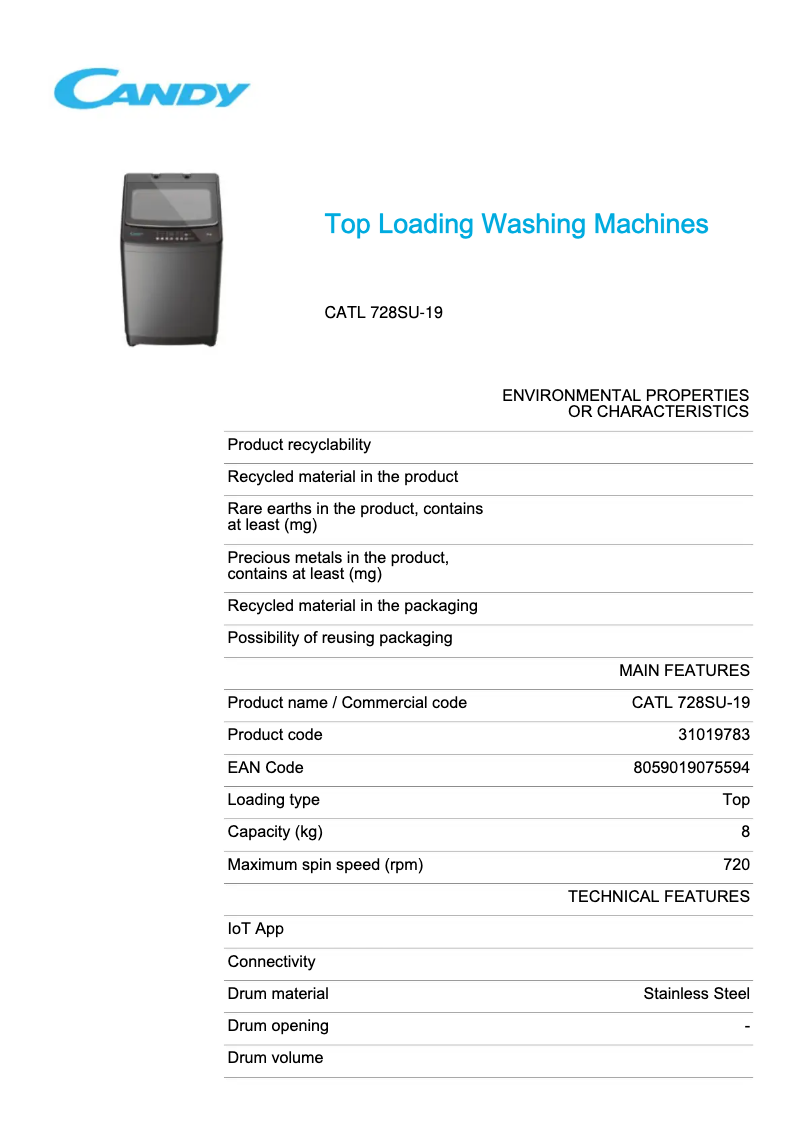 Imagen de la primera página del manual del dispositivo CATL 728SU-19