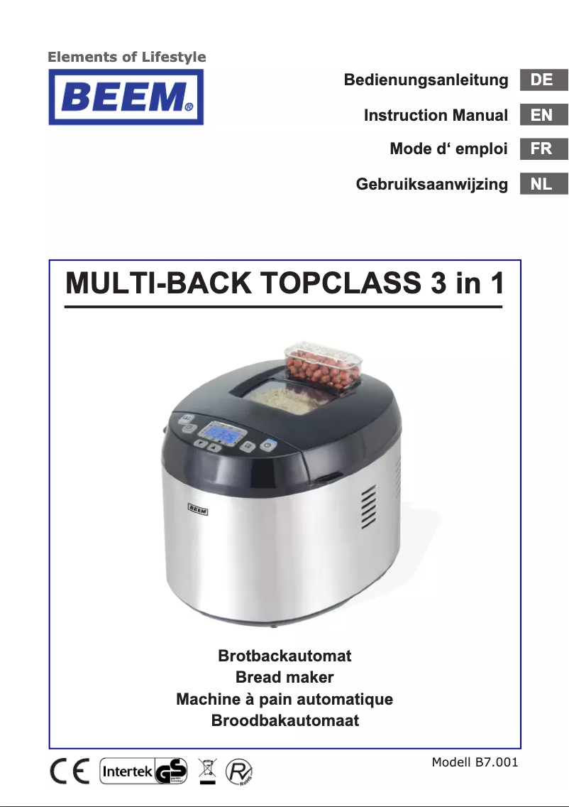 Imagen de la primera página del manual del dispositivo Multi-Back Topclass 3in1 B7.001