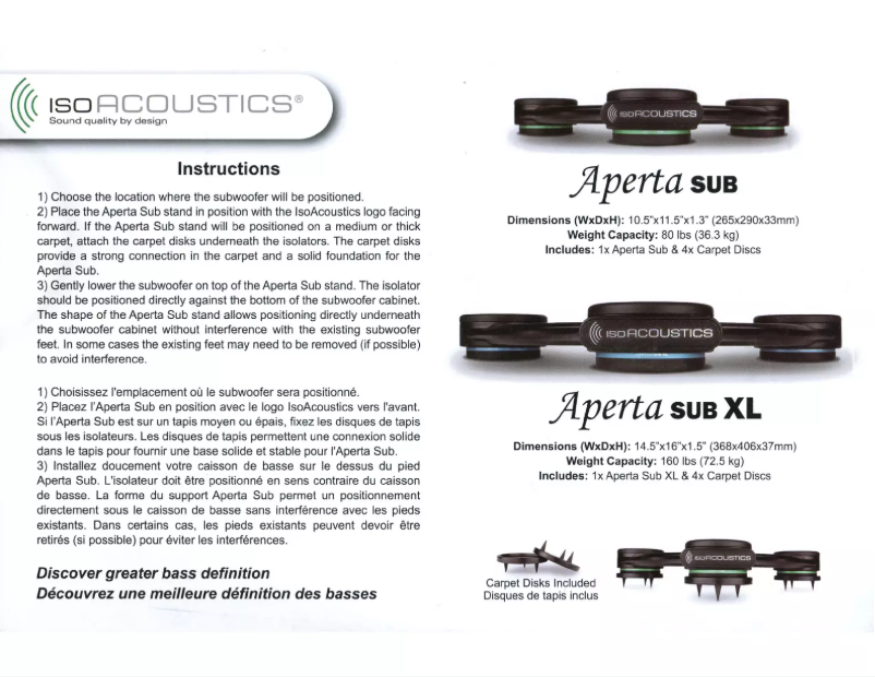 Imagen de la primera página del manual del dispositivo Aperta Sub XL