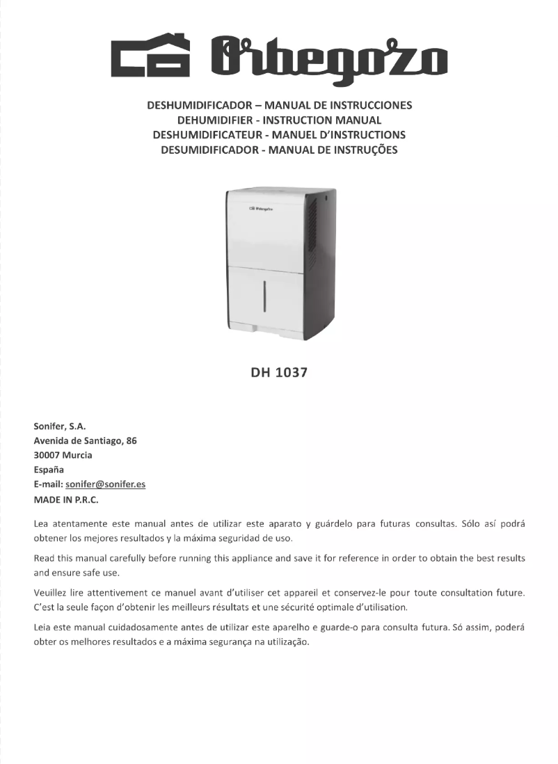 Imagen de la primera página del manual del dispositivo DH 1037