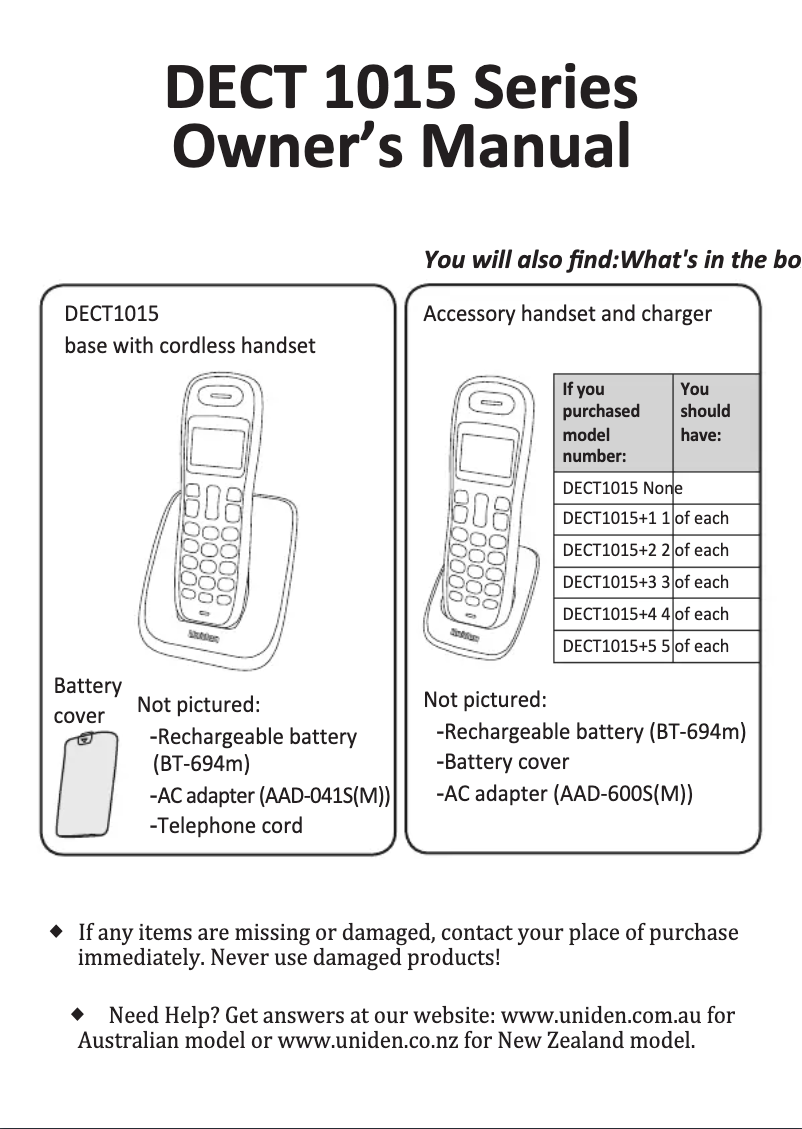 Imagen de la primera página del manual del dispositivo DECT 1015