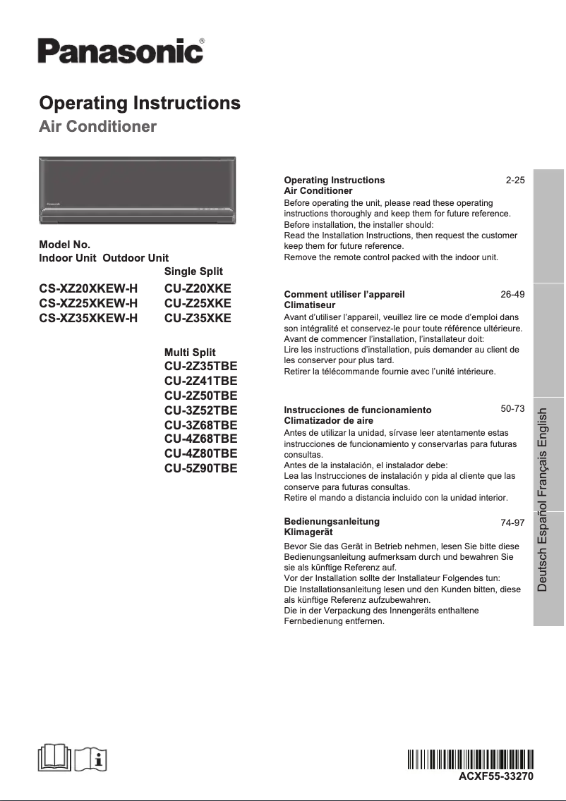 Imagen de la primera página del manual del dispositivo CU-Z25XKE