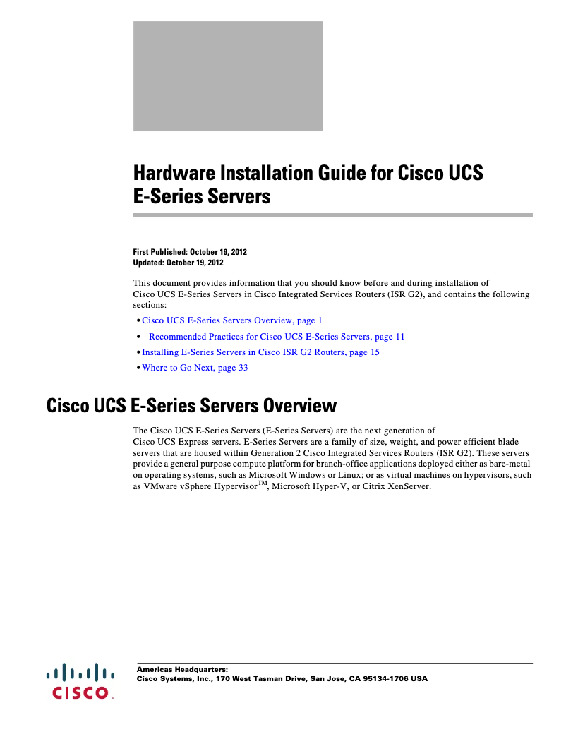 Página 1 del manual Manual de usuario Cisco UCS E140DP M1