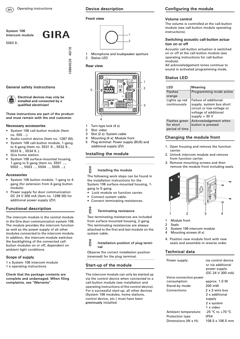 Imagen de la primera página del manual del dispositivo System 106