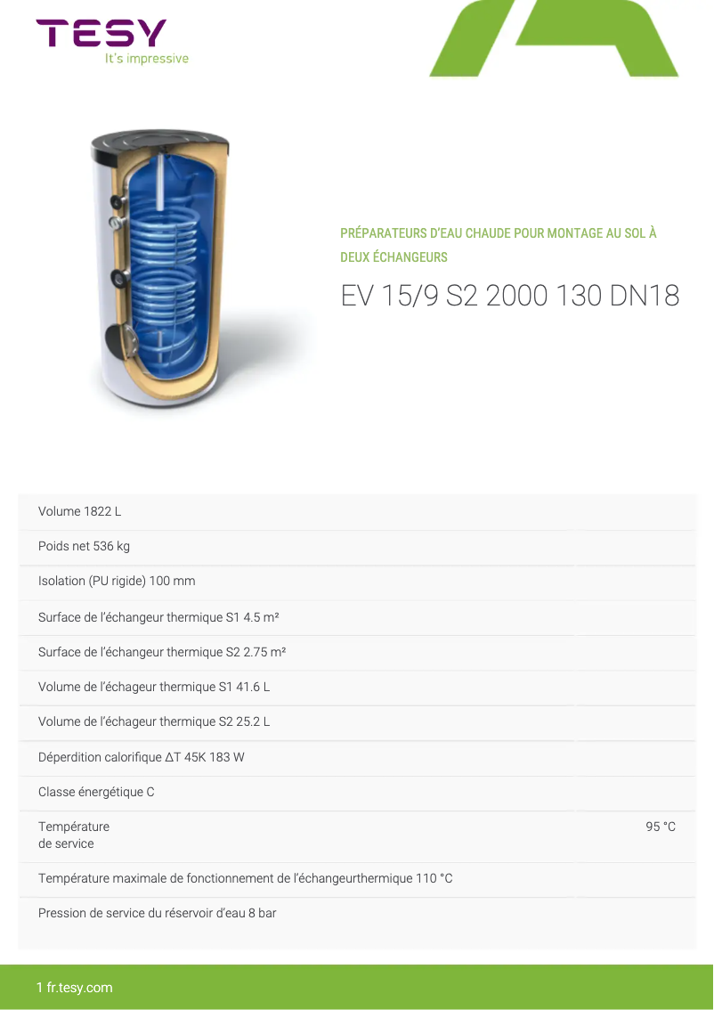 Imagen de la primera página del manual del dispositivo EV 15/9 S2 2000 130 DN18