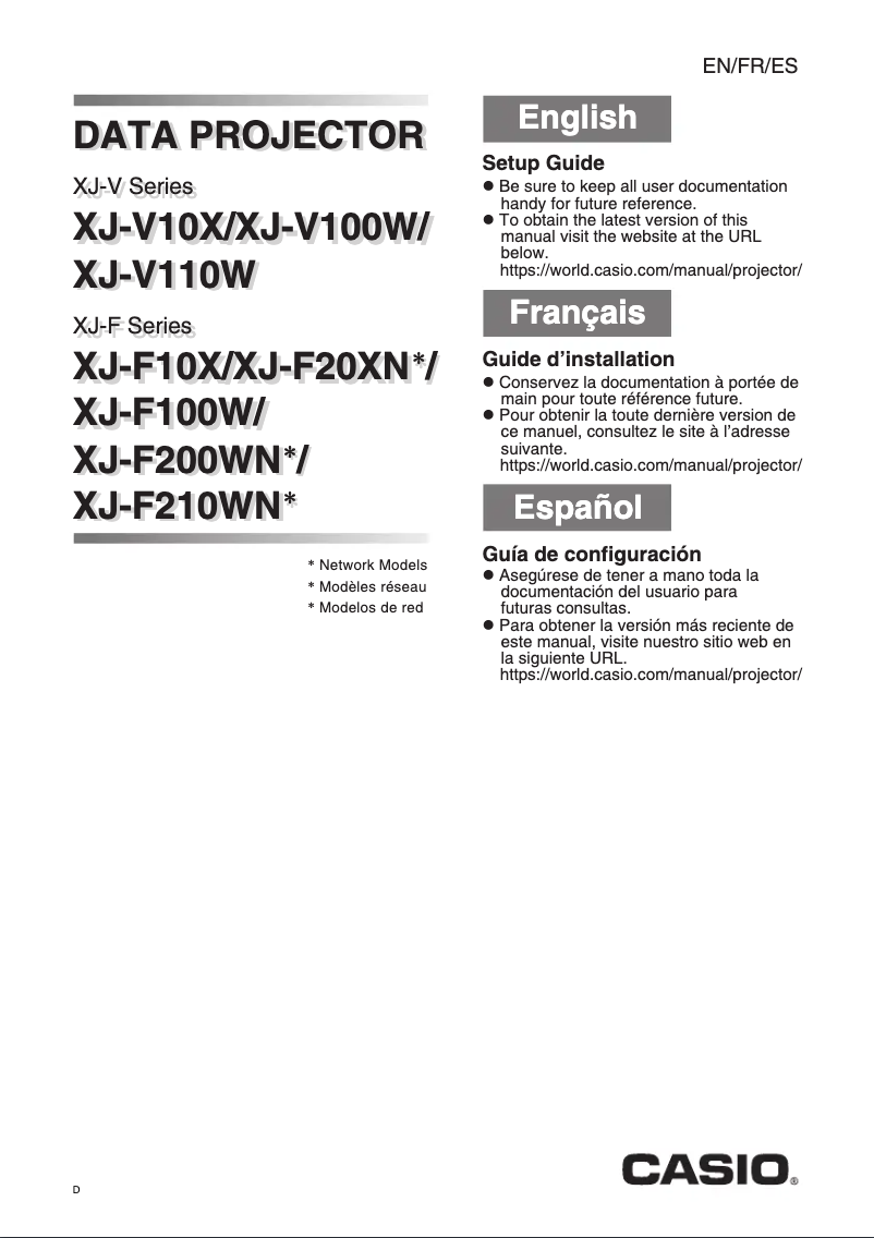 Imagen de la primera página del manual del dispositivo XJ-F210WN